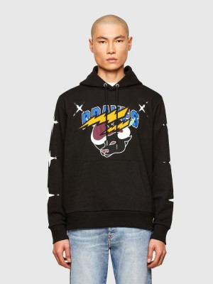 Black Diesel Cl S Girk Hood O1 Men's Sweatshirts | 62804XJYH