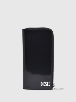 Black Diesel L 24 Zip Men's Wallets | 18309DNKH