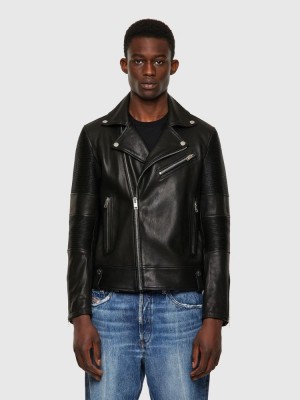 Black Diesel L Starkville A Men's Leather Jackets | 65817ESFM