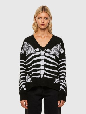 Black Diesel M Crystal Women's Sweaters | 05297ITEQ