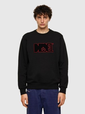 Black Diesel S Girk B6 Men's Sweatshirts | 72084FVMO