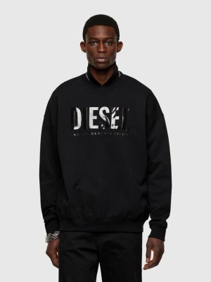 Black Diesel S Mart Inlogo Men's Sweatshirts | 92587SWJB