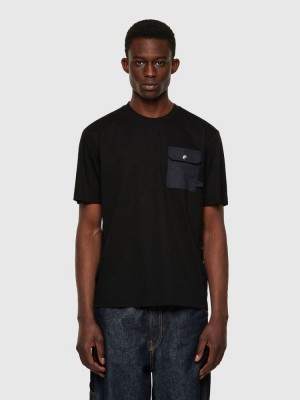 Black Diesel T Jusmer Men's T Shirts | 05742AFKY