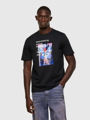 Black Diesel T Just A43 Men's T Shirts | 81634FYBS