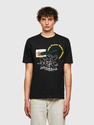 Black Diesel T Just B60 Men's T Shirts | 20714YUDJ