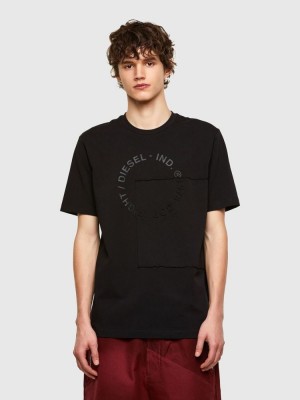 Black Diesel T Justemb Men's T Shirts | 70391HZAG