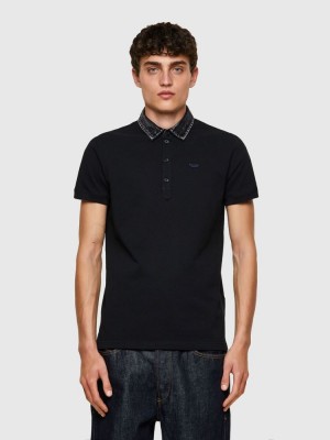 Black Diesel T Miles New Men's Polos | 24671BCEW