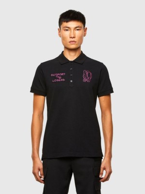 Black Diesel T Randy Yoke A3 Men's Polos | 52376VHDI