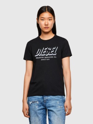 Black Diesel T Sily R4 Women's T Shirts | 72894OFPU