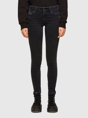 Black / Dark Grey Diesel D Jevel Women's Slim Jeans | 53076SGFT