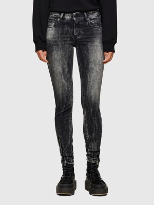 Black / Dark Grey Diesel D Jevel Women's Slim Jeans | 95326PLXT