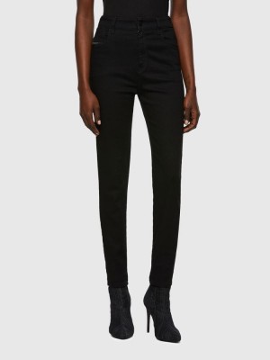 Black / Dark Grey Diesel Slandy High Women's Skinny Jeans | 53948ESPK