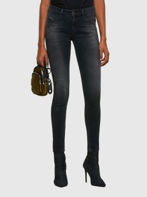 Black / Dark Grey Diesel Slandy Women's Skinny Jeans | 82579CHGQ