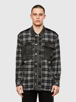 Black / Grey Diesel S Servin Men's Shirts | 59248AZIE