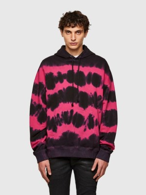 Black / Pink Diesel S Ummer A83 Men's Sweatshirts | 62371KOPG