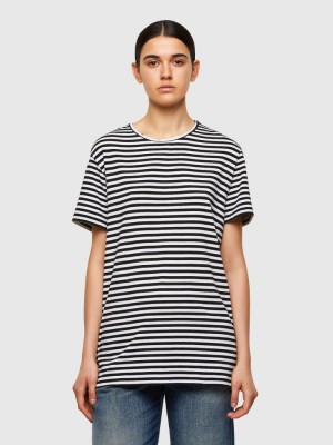 Black / White Diesel T Braria Women's T Shirts | 56378WBPH