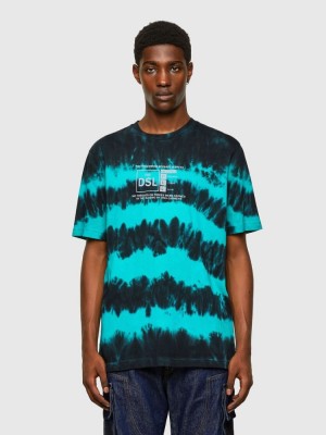 Blue / Black Diesel T Just A38 Men's T Shirts | 90142UFCQ