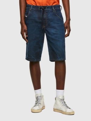 Dark Blue Diesel D Krooshor Men's Denim Shorts | 45089NYVC