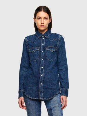 Dark Blue Diesel De Ringy Women's Shirts | 42105XLEN