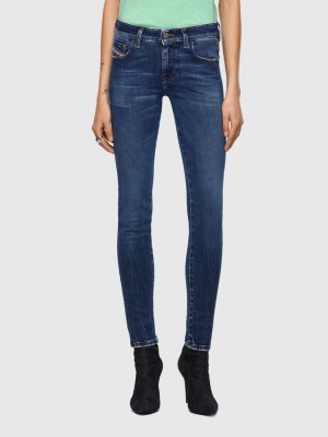 Dark Blue Diesel Slandy Low Women's Skinny Jeans | 73580RCEH