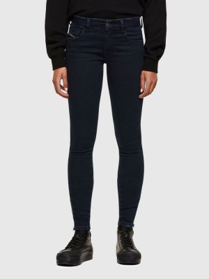 Dark Blue Diesel Slandy Low Women's Skinny Jeans | 67302FAMC