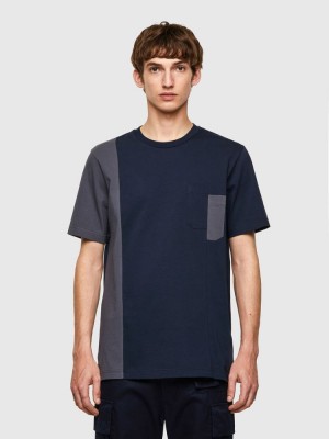 Dark Blue Diesel T Risen B1 Men's T Shirts | 34850ZYMW