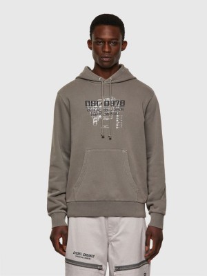 Grey Diesel S Girk Hood B3 Men's Sweatshirts | 64209ACET