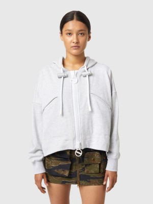 Light Grey Diesel F Croppy Zip Women's Sweatshirts | 84132KMDQ