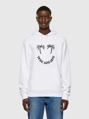 White Diesel S Girk Hood B1 Men's Sweatshirts | 82365EKNU