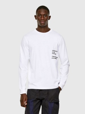 White Diesel T Just Ls A30 Men's T Shirts | 79805MTVW