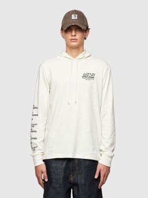 White Diesel T Just Ls Hood Slits Men's T Shirts | 69783PGET