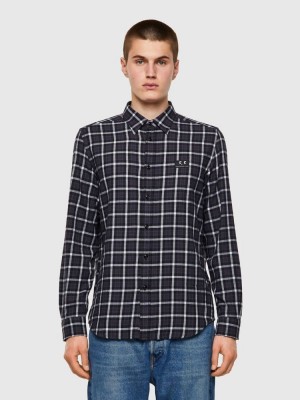 White / Black Diesel S Moi Chk A Men's Shirts | 29841DOQL