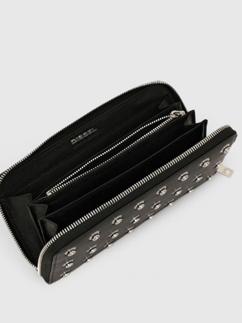 Black Diesel 24 Zip Men's Wallets | 74095URMZ