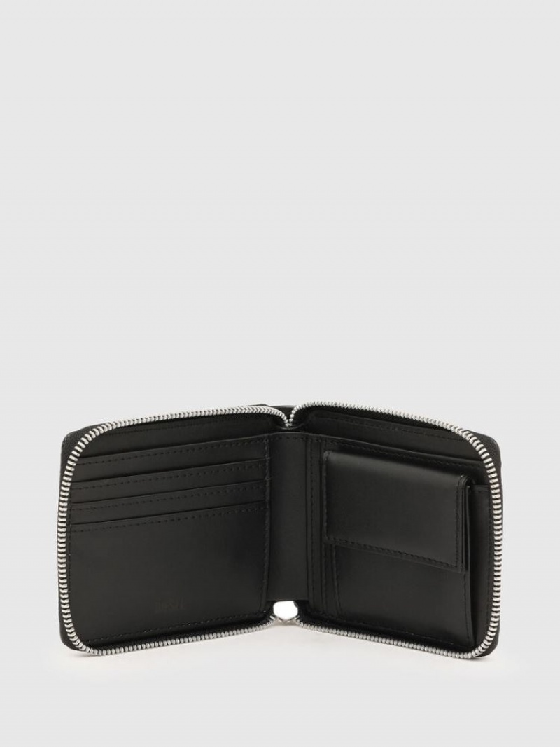 Black Diesel Hiresh Xs Zippi Men's Wallets | 21368JGRD