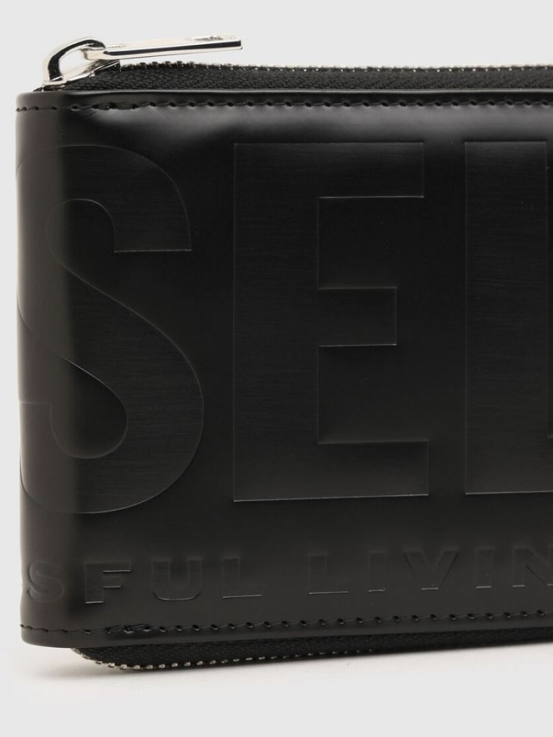 Black Diesel Hiresh Xs Zippi Men's Wallets | 21368JGRD