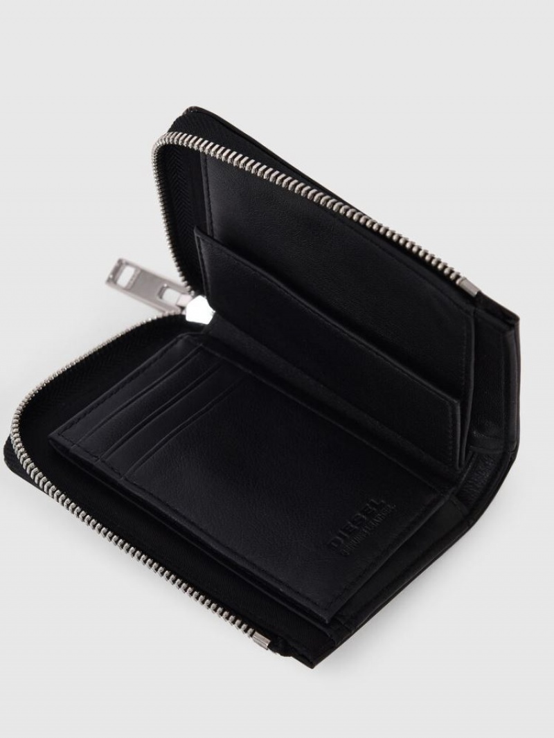 Black Diesel L 12 Zip Men's Wallets | 41876NXZL