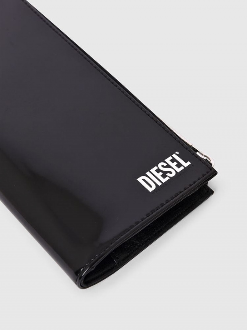 Black Diesel L 24 Zip Men's Wallets | 18309DNKH