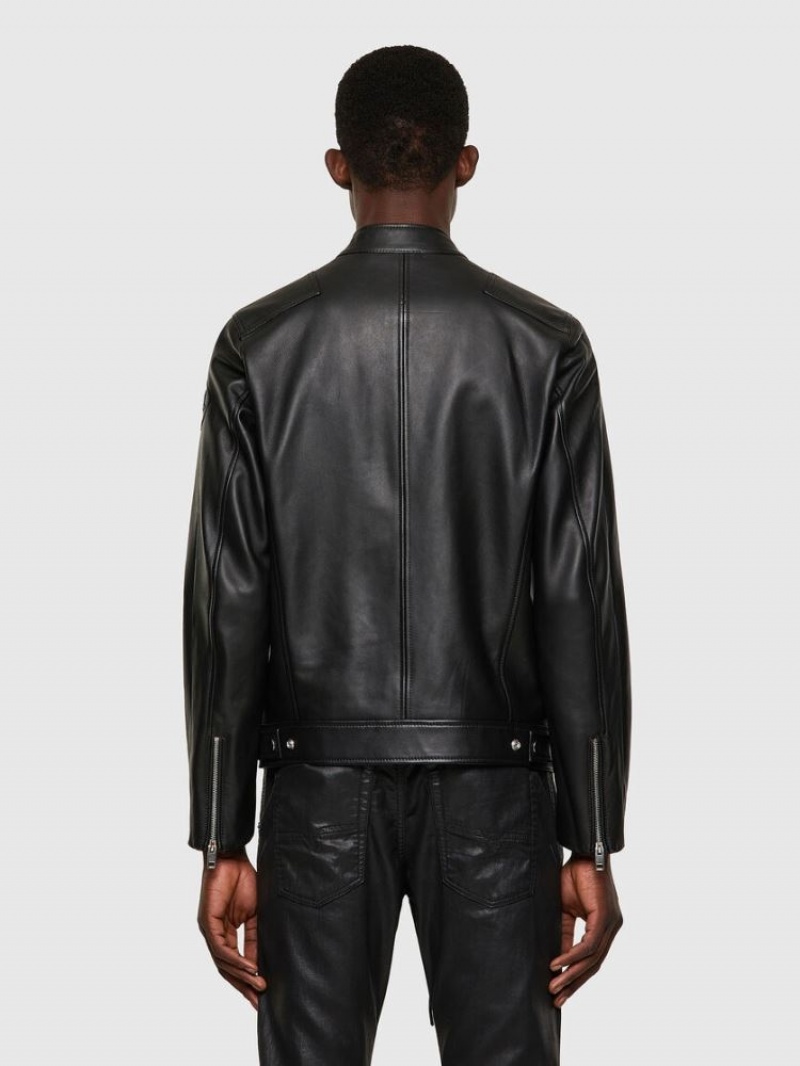 Black Diesel L Boy Men's Leather Jackets | 35412AIWC