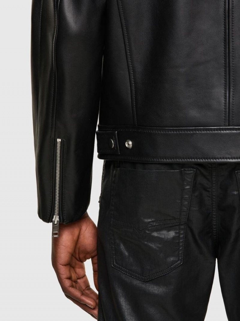 Black Diesel L Boy Men's Leather Jackets | 35412AIWC