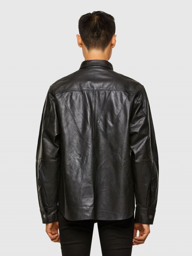 Black Diesel L Brown Men's Leather Jackets | 21579CDKN