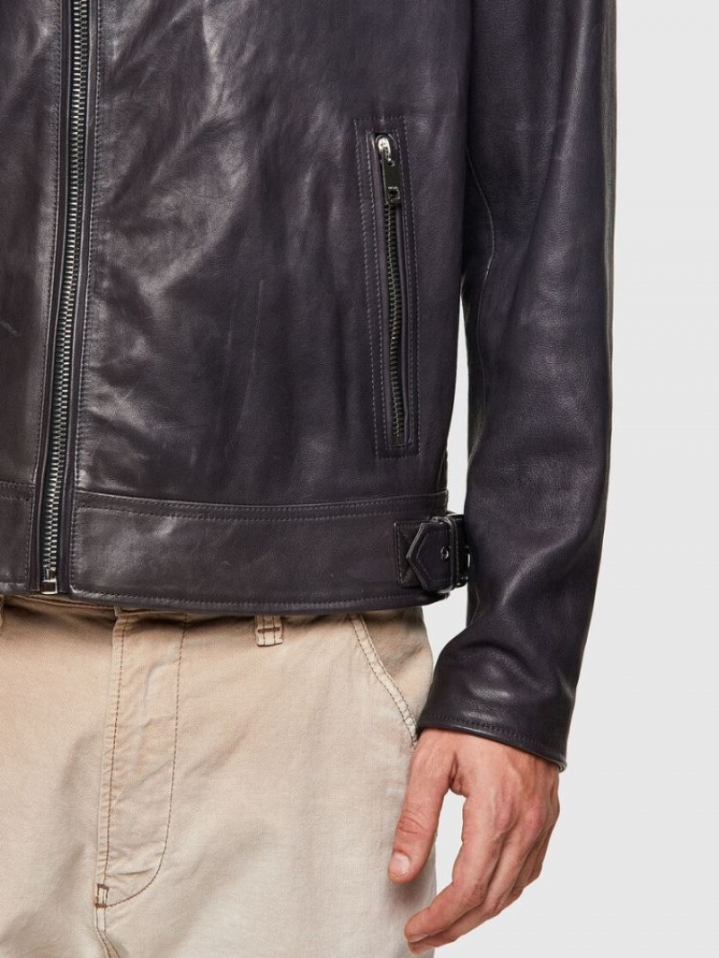 Black Diesel L Cody New Men's Leather Jackets | 32160ZCOM