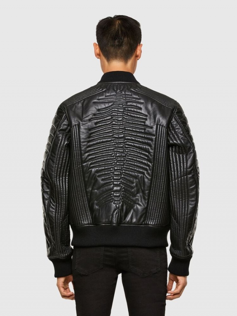 Black Diesel L Future Men's Leather Jackets | 34097TFNV