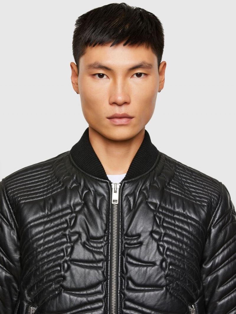 Black Diesel L Future Men's Leather Jackets | 34097TFNV