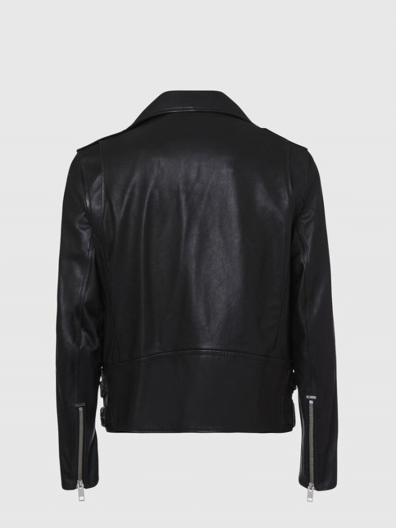 Black Diesel L Garrett Men's Leather Jackets | 35812ACFY