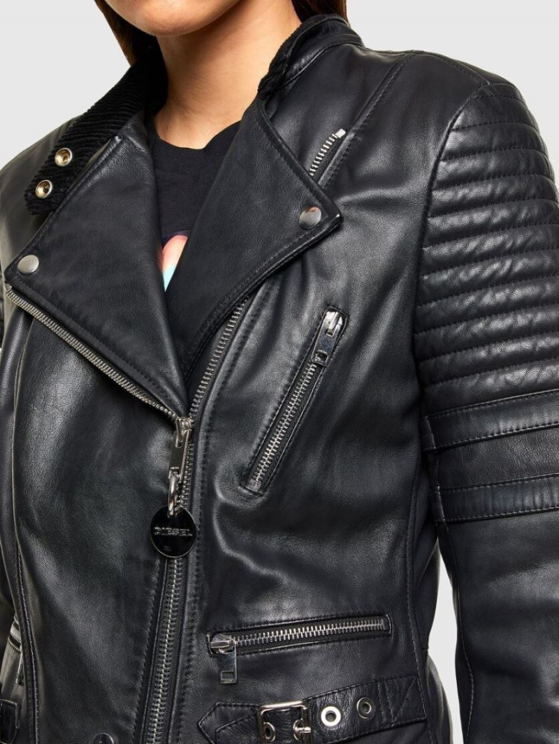 Black Diesel L Ige New A Women's Leather Jackets | 90213GJPT