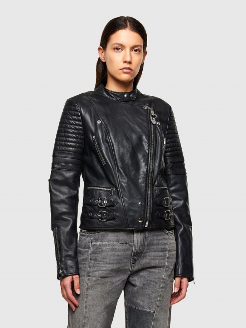 Black Diesel L Ige New A Women\'s Leather Jackets | 90213GJPT