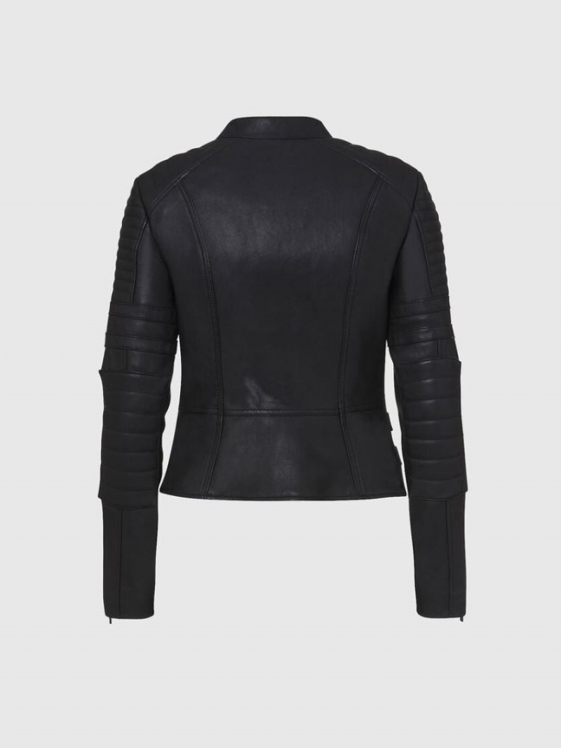 Black Diesel L Ige New Women's Leather Jackets | 57286VSWC