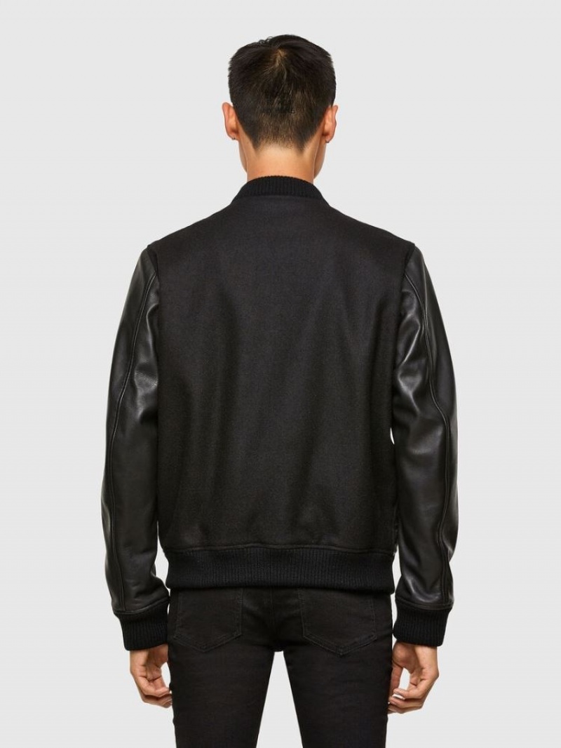 Black Diesel L Roger Men's Leather Jackets | 14659KTIJ