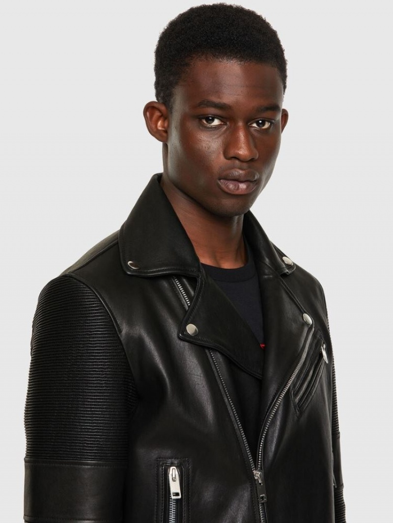 Black Diesel L Starkville A Men's Leather Jackets | 65817ESFM