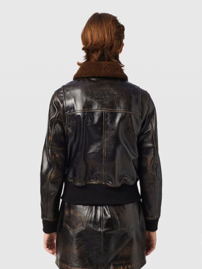 Black Diesel L Tracy Women's Leather Jackets | 14752IZPQ